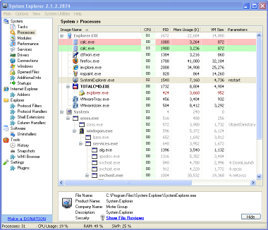 System Explorer 2.1.2 Standard Mode